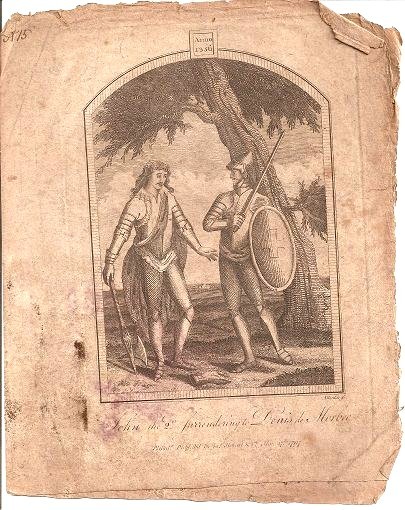 John the Second Surrendering to Denis de Morbec-Engraving- 1797 John the Second Surrendering to Denis de Morbec-Engraving- 1797