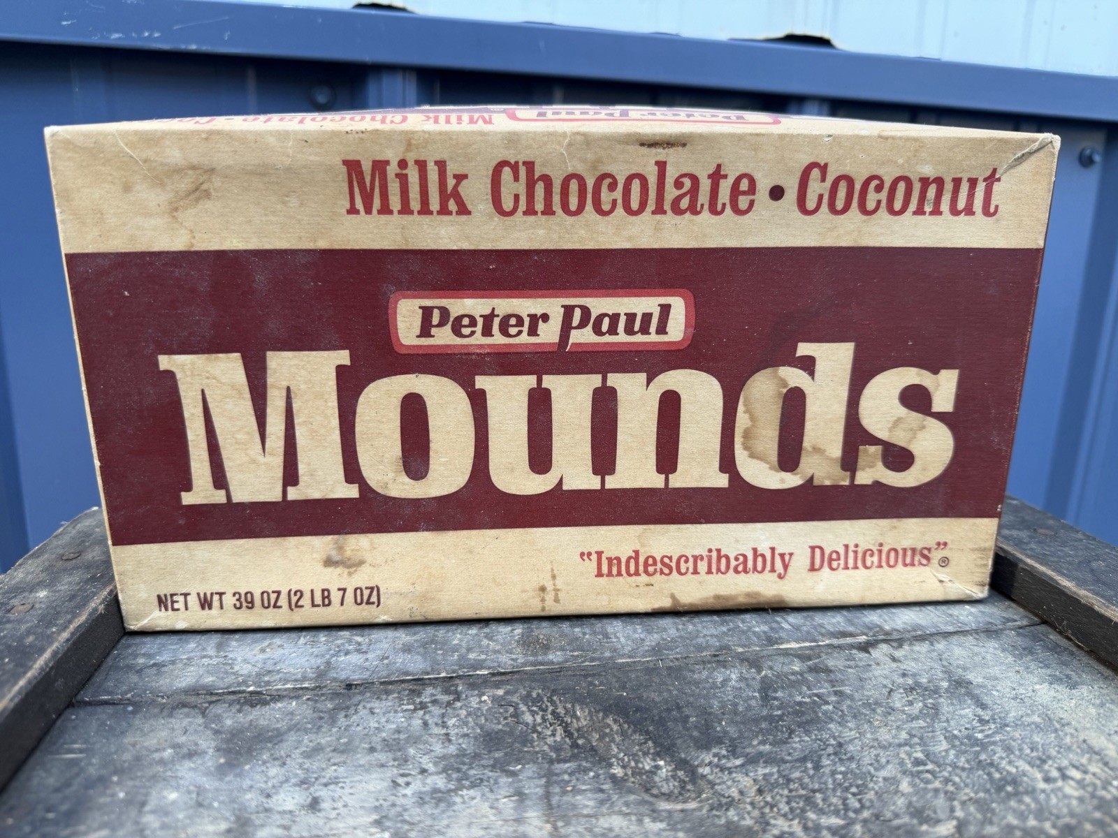 Vintage Empty Peter Paul Mounds 39 Ounce Box MCM 10 Cent Double Bar USA Candy Vintage Empty Peter Paul Mounds 39 Ounce Box MCM 10 Cent Double Bar USA Candy