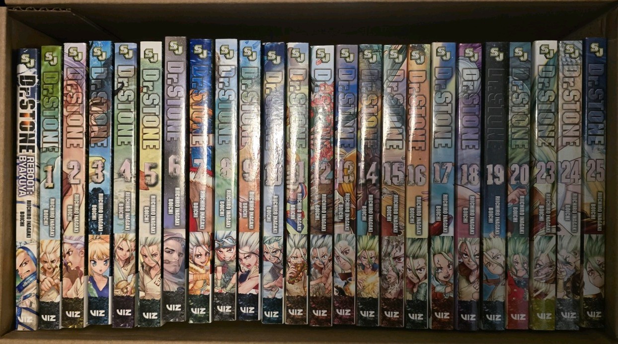 Dr. Stone Manga Volumes 1-25 + Reboot Near Complete Set English Viz Dr. Stone Manga Volumes 1-25 + Reboot Near Complete Set English Viz