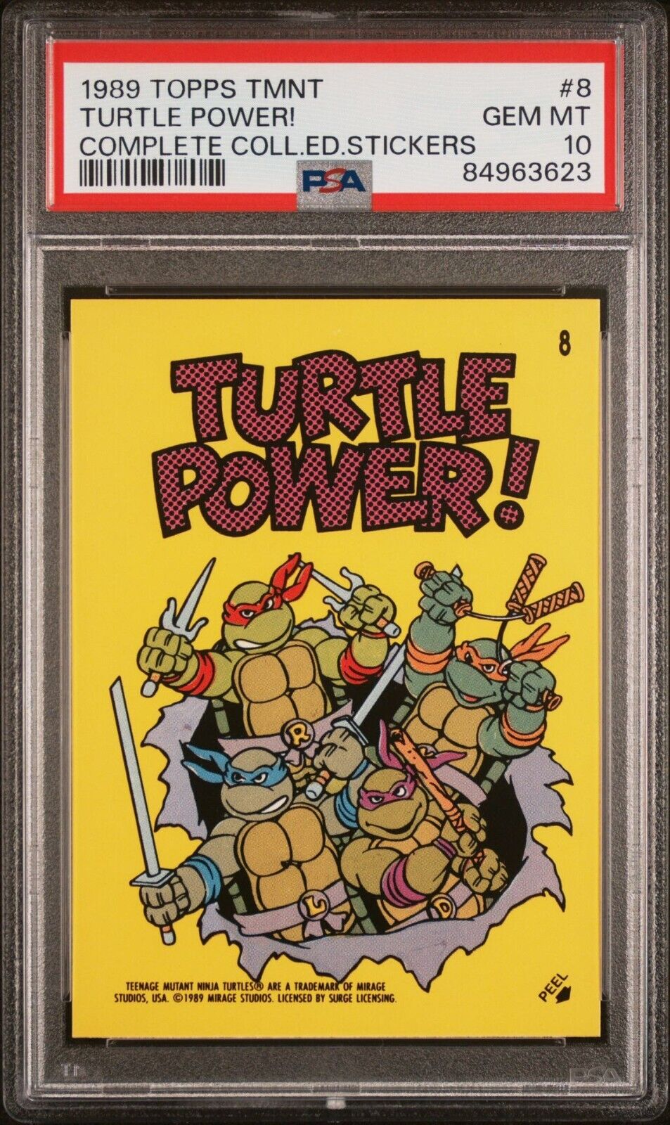 1989 Topps TMNT Stickers #8 Turtle Power PSA 10