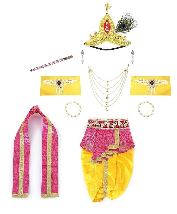 Baby Krishna Kanha JI Dress for Janmashtami with Mukut & Flute Size 2 Year Baby Krishna Kanha JI Dress for Janmashtami with Mukut & Flute Size 2 Year