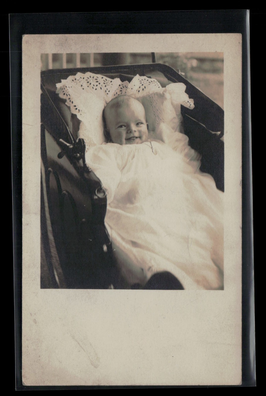 RPPC Postcard Cute Smiling Baby in Stroller c1920