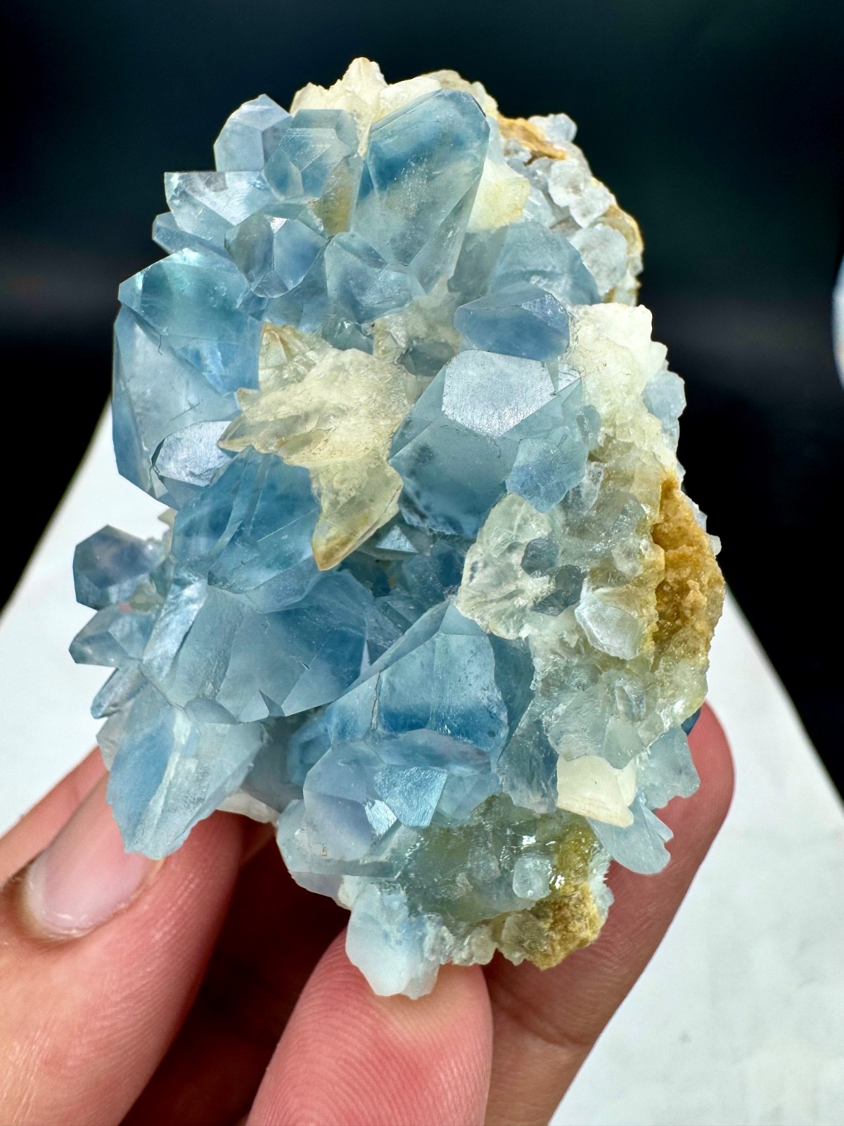 Beautiful Blue Celestine Cluster with Calcite Combine specimen from @Afg775 CTS Beautiful Blue Celestine Cluster with Calcite Combine specimen from @Afg775 CTS