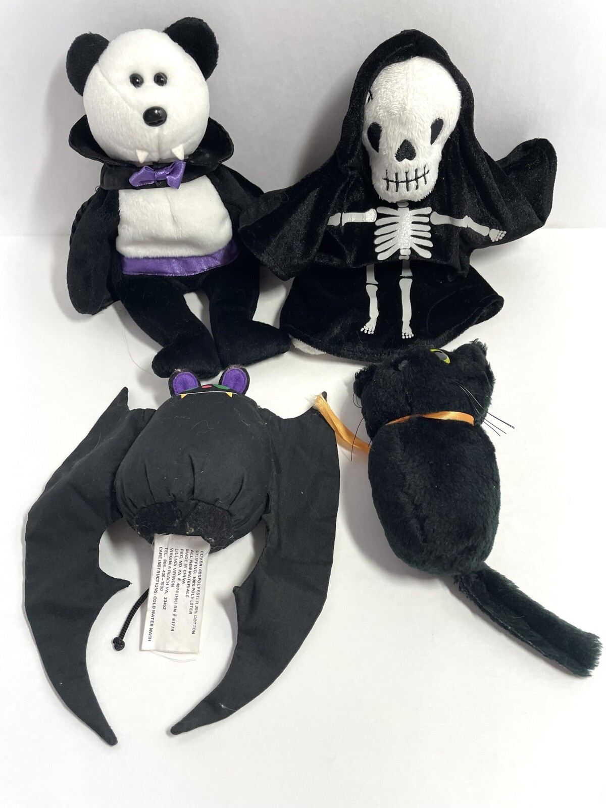 LOT VTG  Ty Halloween Creepers Count Bat Cat stuffies beanies fun toys