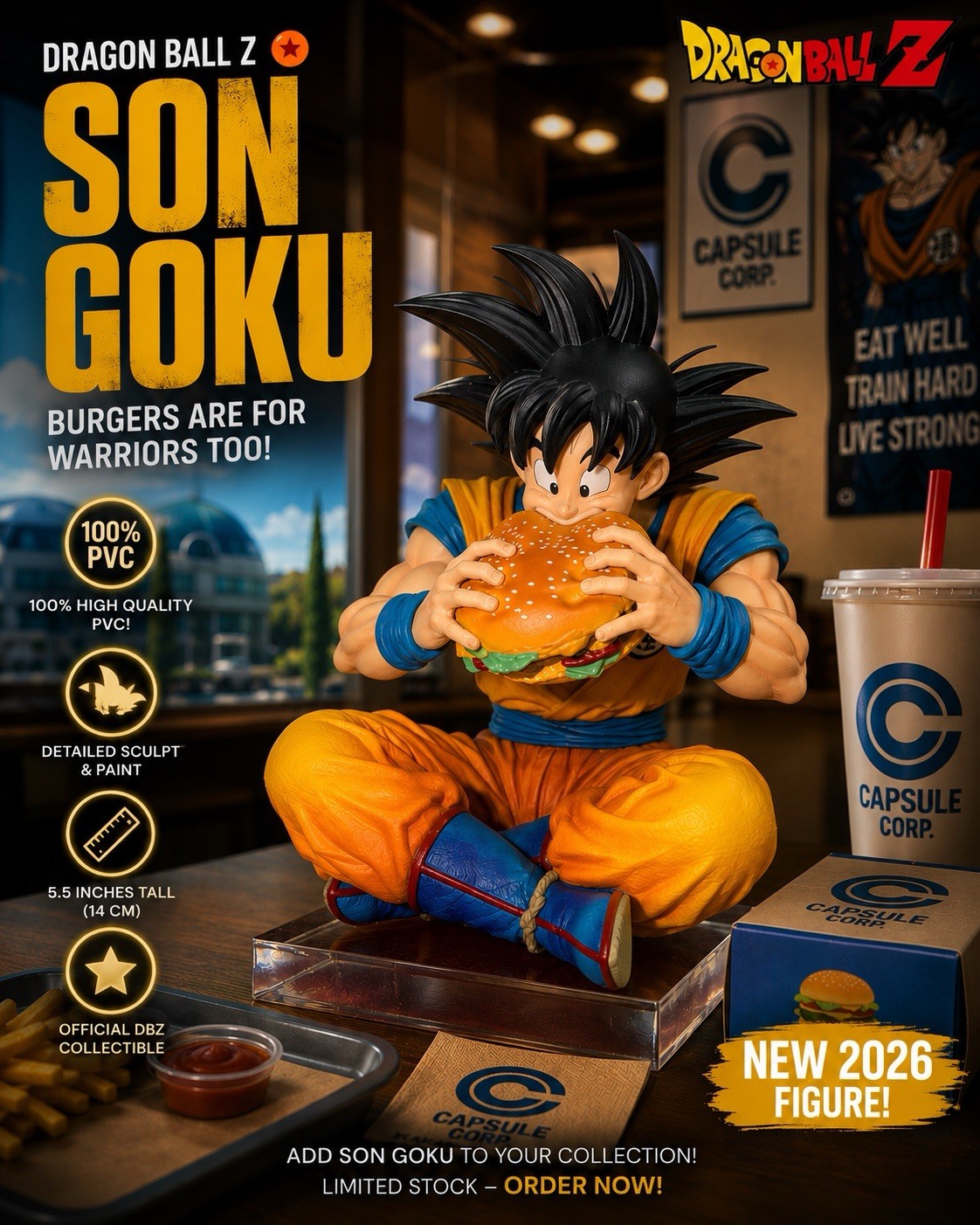 **NEW** Dragon Ball Z Figures Son Goku - Eating Hamburger 5.5in. (14cm) **NEW** Dragon Ball Z Figures Son Goku - Eating Hamburger 5.5in. (14cm)