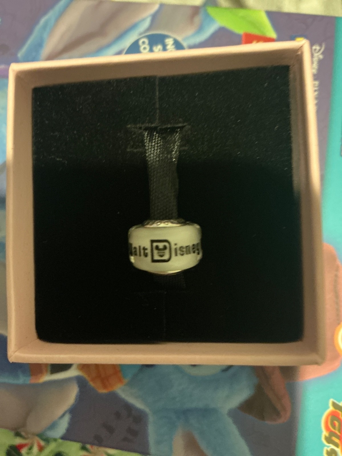 Disney Parks Pandora Walt Disney World Murano Glass Charm White Black NEW