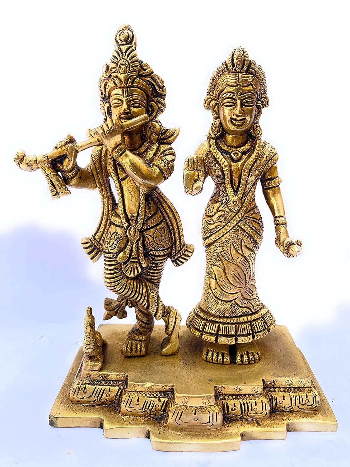 Brass Radha Krishna Standing Brass Lord Radha Krishna Idol Statue Decor Figurine