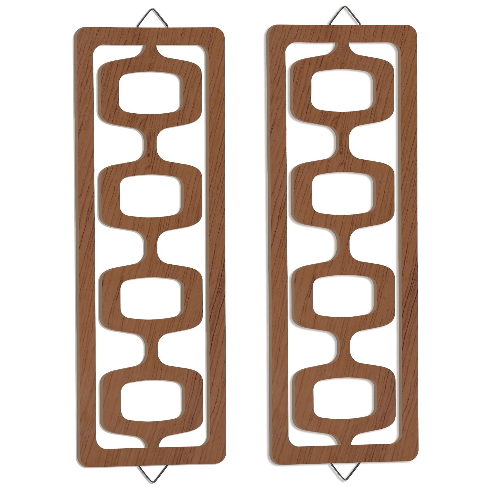 2pcs Mid Century Modern Geometric Wall Art Decor - Brown Abstract Design