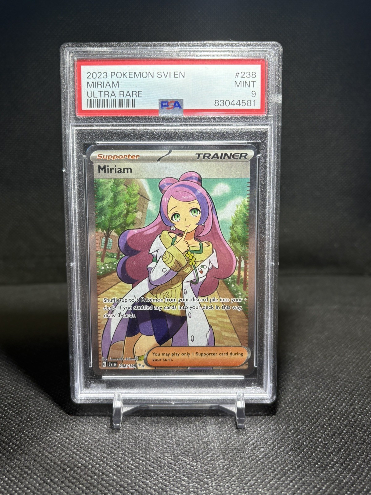Pokémon TCG Miriam Full Art Trainer Card 238/198 Scarlet Violet Base Set PSA 9