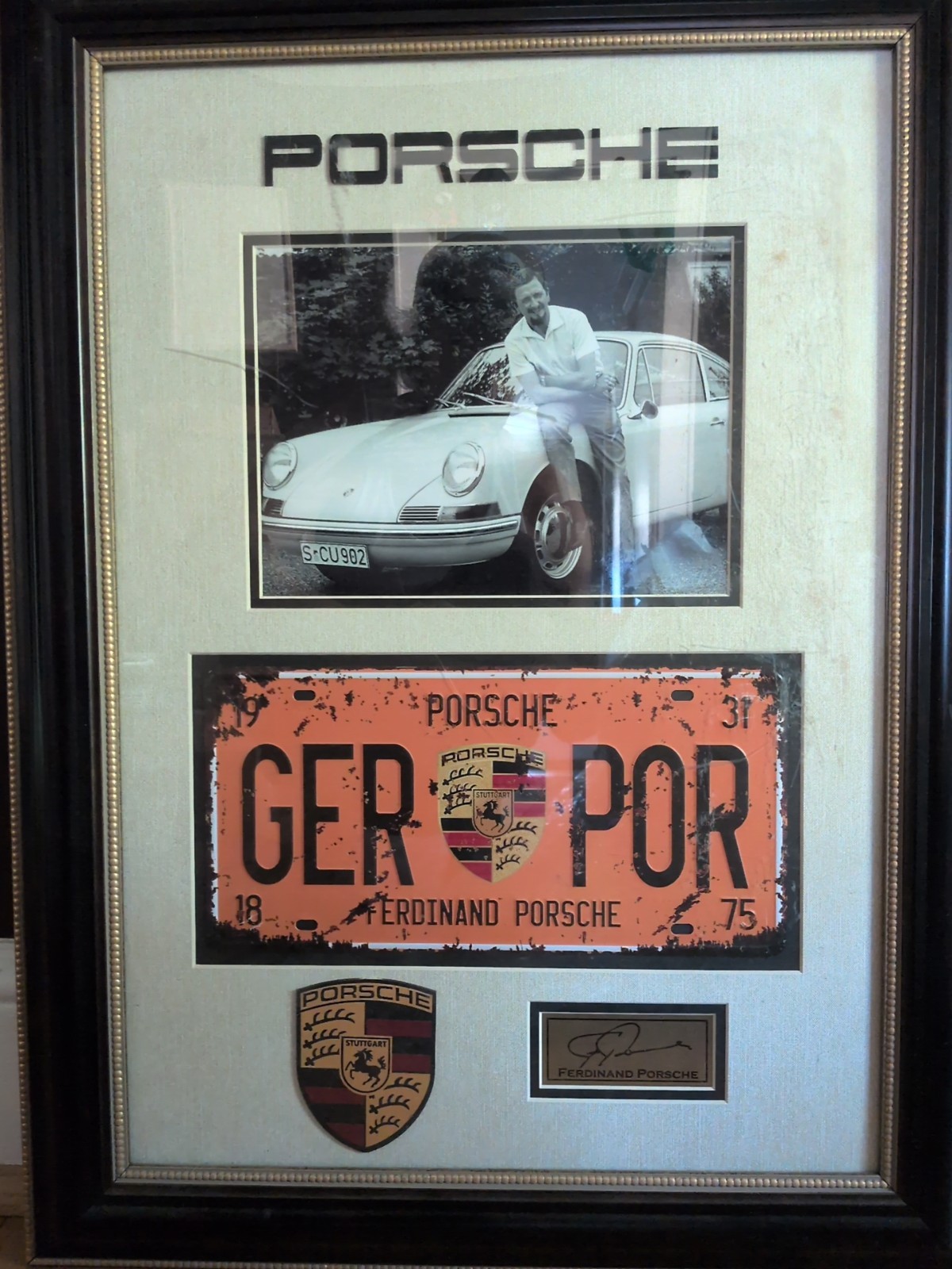 Ferdinand PORSCHE Framed Pic 911 License Plate Emblems Placard 901 Stuttgart 996 Ferdinand PORSCHE Framed Pic 911 License Plate Emblems Placard 901 Stuttgart 996