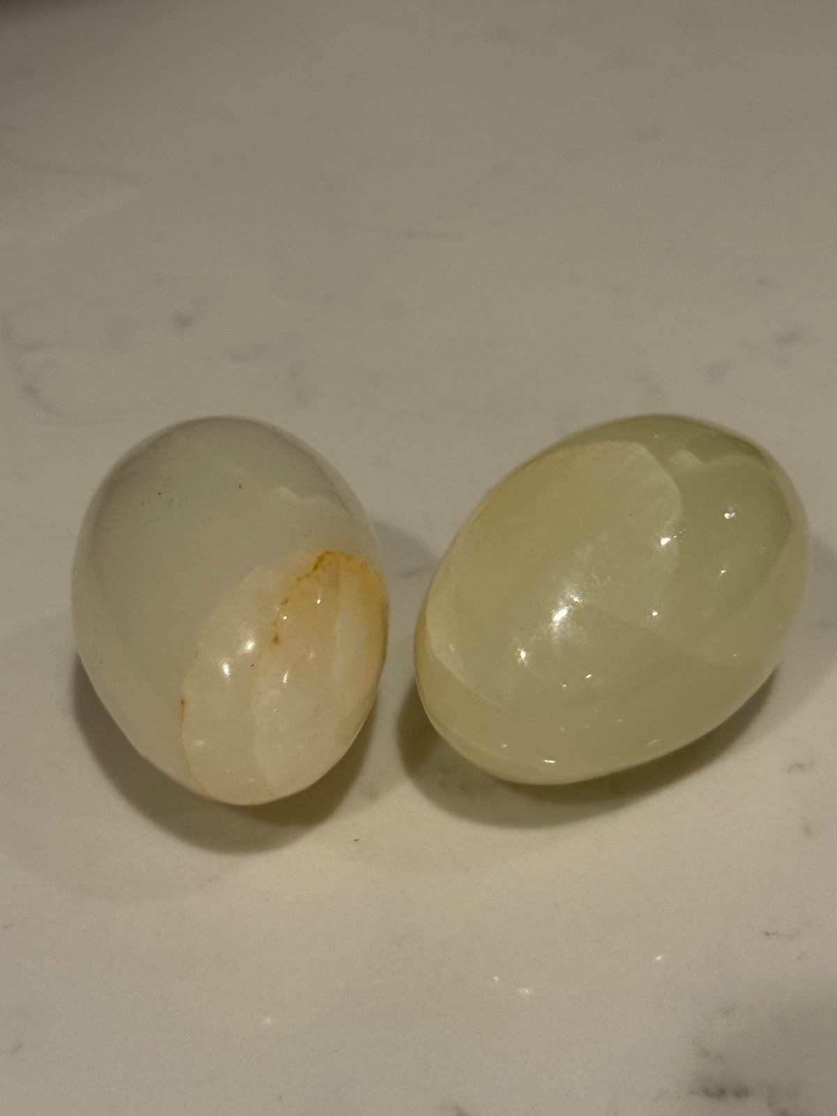 Vintage Hand Carved Alabaster Stone Eggs - Set of 2 Vintage Hand Carved Alabaster Stone Eggs - Set of 2