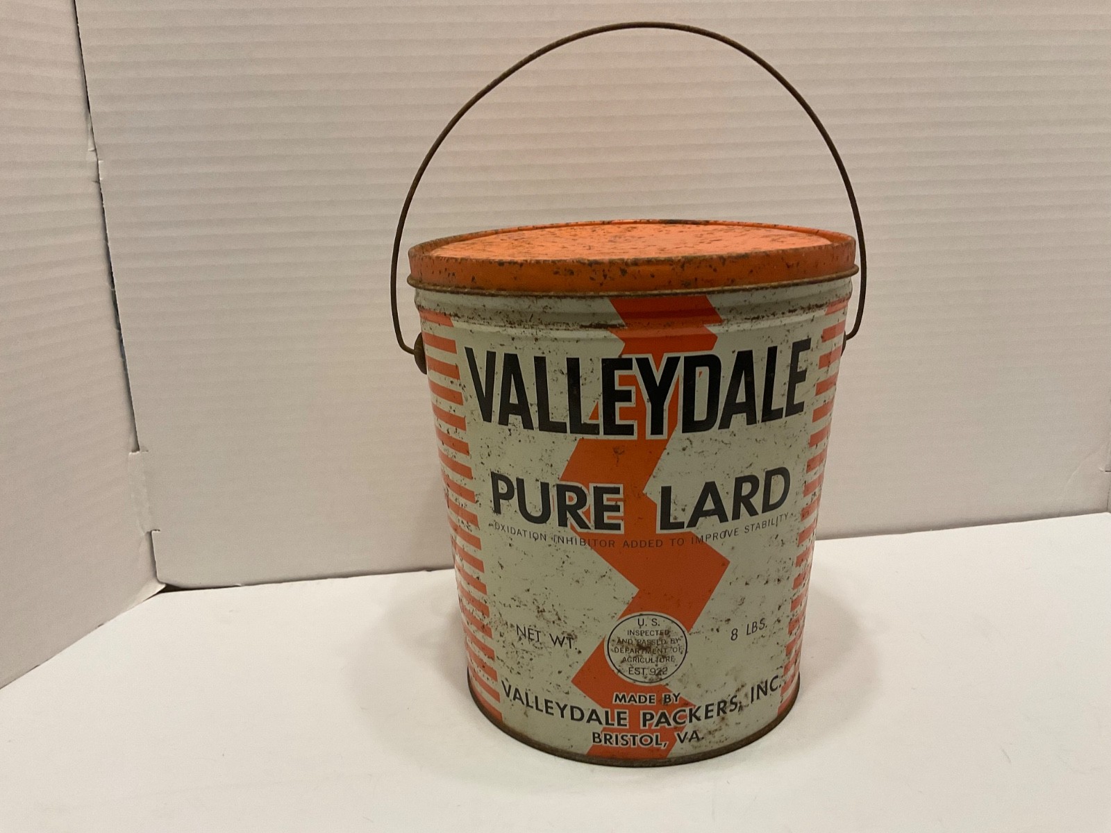 VTG Valleydale Pure Lard 8lb Metal Tin Bucket Bristol VA Farmhouse VTG Valleydale Pure Lard 8lb Metal Tin Bucket Bristol VA Farmhouse