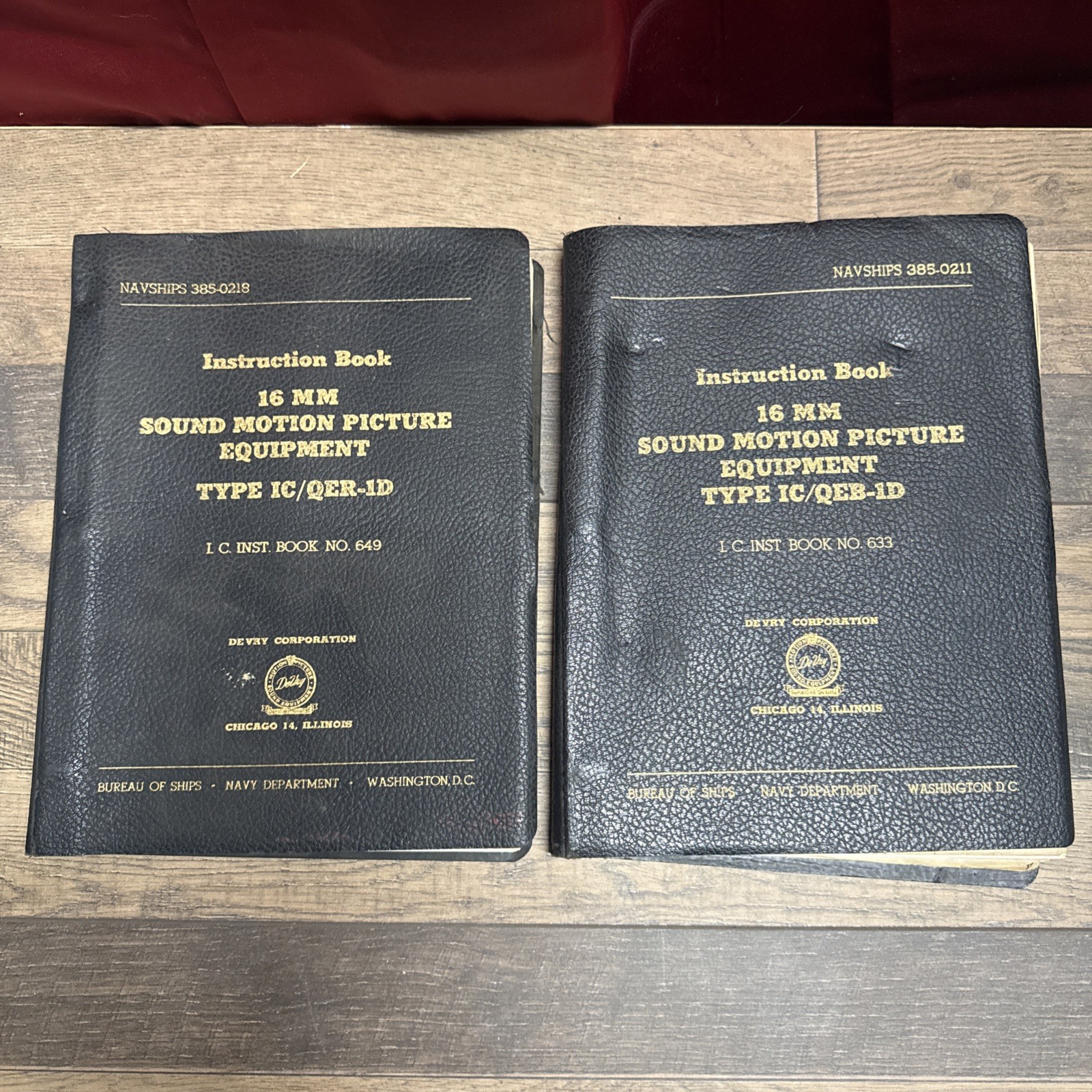 (2) VTG Instruction Book 16 mm Sound Motion Picture Equipment; Navy 1951 & 1953 (2) VTG Instruction Book 16 mm Sound Motion Picture Equipment; Navy 1951 & 1953