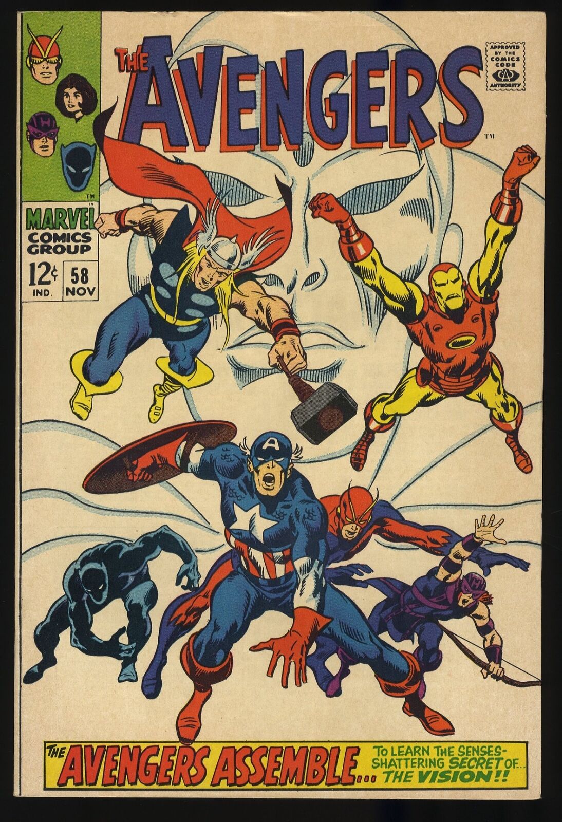 Avengers #58 VF 8.0 2nd Appearance Vision Ultron/Vision Origin Marvel 1968