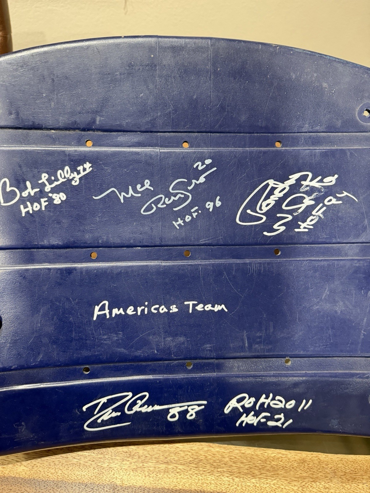 Dallas Cowboys Stadium Seat Back Signed Lilly Renfro White and Pearson JSA Dallas Cowboys Stadium Seat Back Signed Lilly Renfro White and Pearson JSA