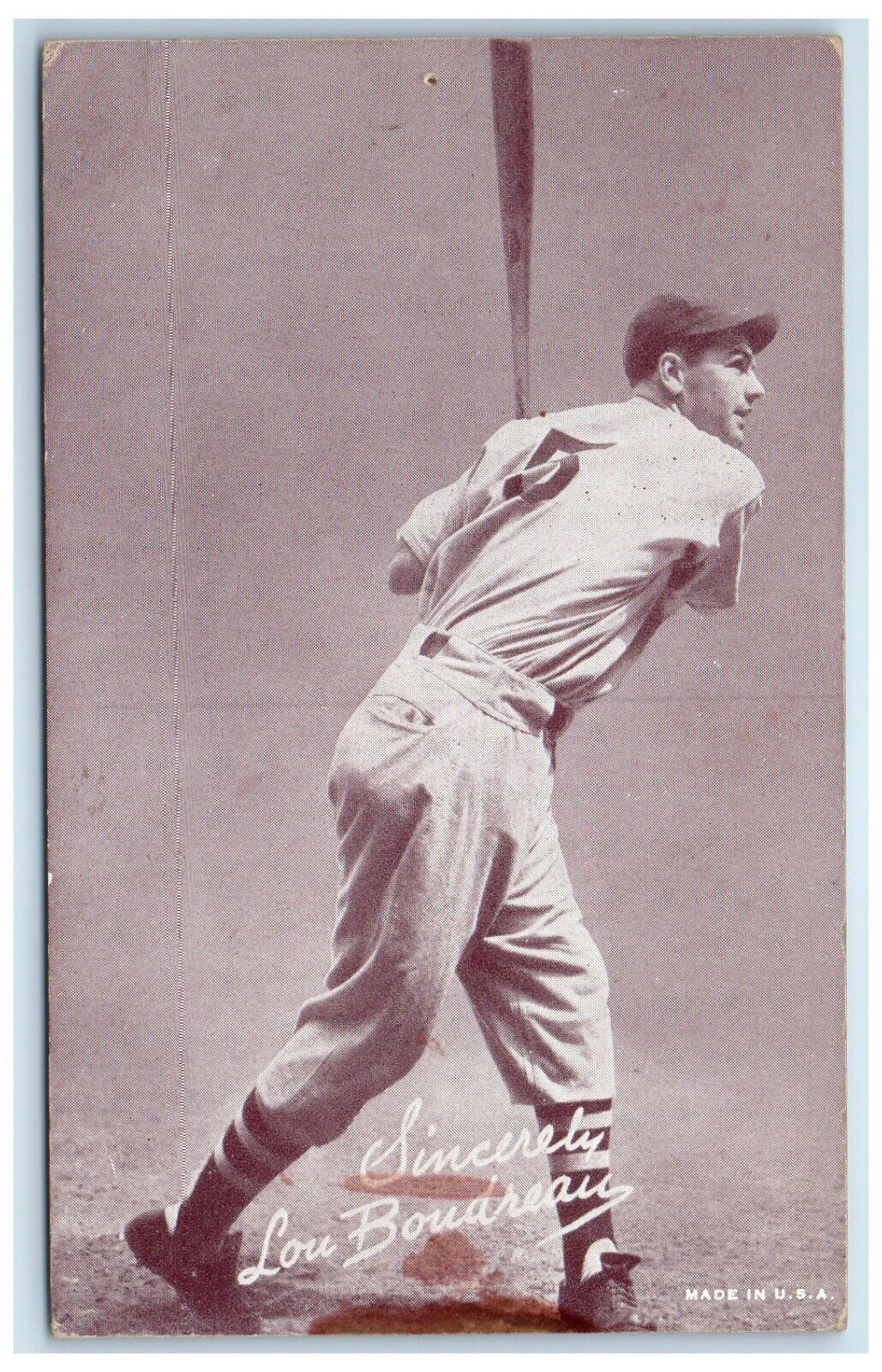 c1950's Sincerely Lou Boudreau Baseball Player Sports Exhibit Arcade Card