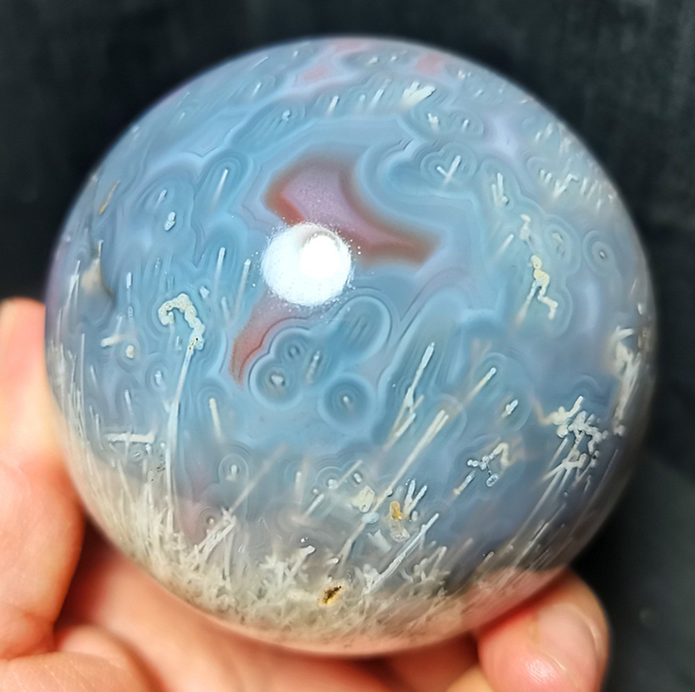 560g Natural Polished Swazi/Mozambique Agate Crystal Sphere Healing WD2385