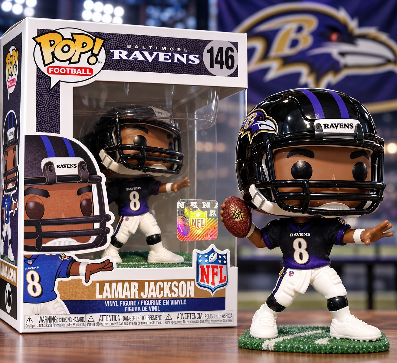 Funko Pop Football Lamar Jackson Baltimore Ravens Pop Vinyl Figure #146 Funko Pop Football Lamar Jackson Baltimore Ravens Pop Vinyl Figure #146
