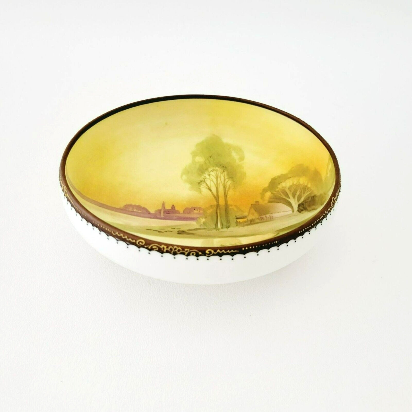 Antique Hand Painted Nippon Footed Bowl Cottage on Lake Scene c.1911-21 Japan Antique Hand Painted Nippon Footed Bowl Cottage on Lake Scene c.1911-21 Japan