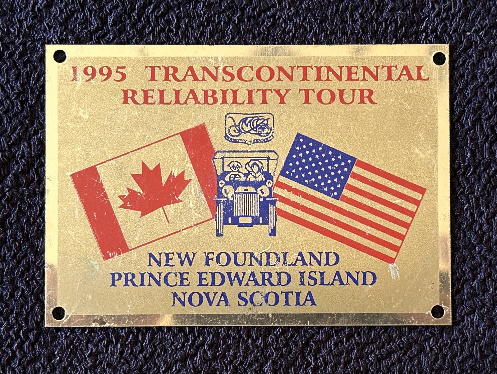 1995 CAN-AM Transcontinental Reliability Tour Dash Plaque Newfoundland