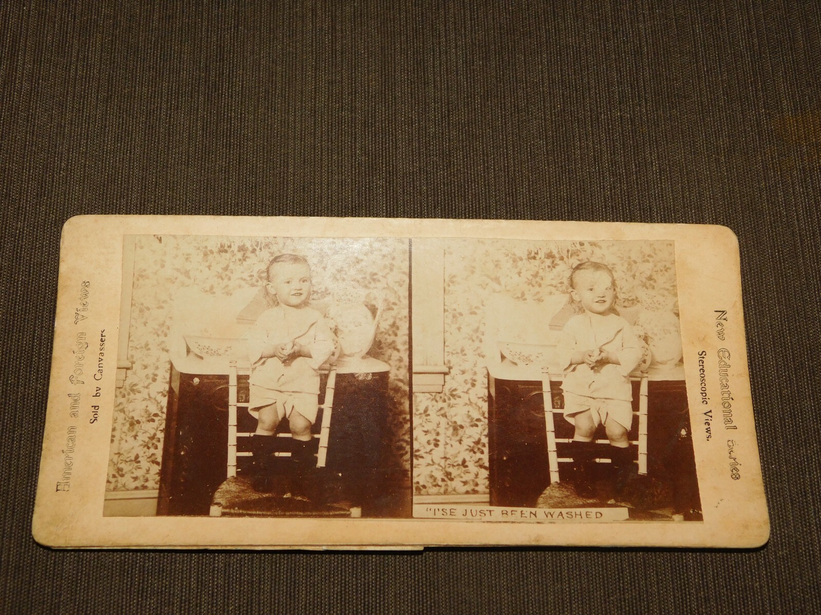VINTAGE STEREOVIEW STEREOSCOPE CARD FUNNY I'SE JUST BEEN WASHED VINTAGE STEREOVIEW STEREOSCOPE CARD FUNNY I'SE JUST BEEN WASHED