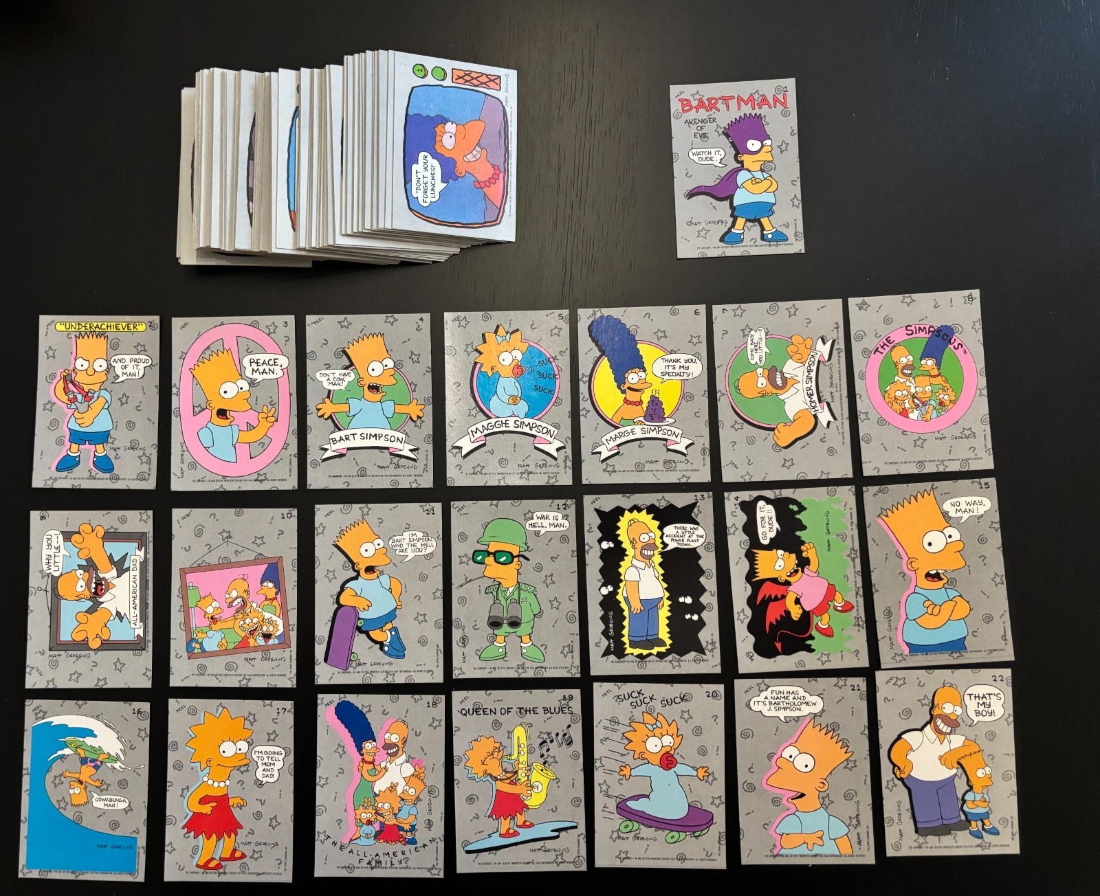 1990 TOPPS THE SIMPSONS * COMPLETE 88 CARD SET + 22 STICKER set * BARTMAN ROOKIE