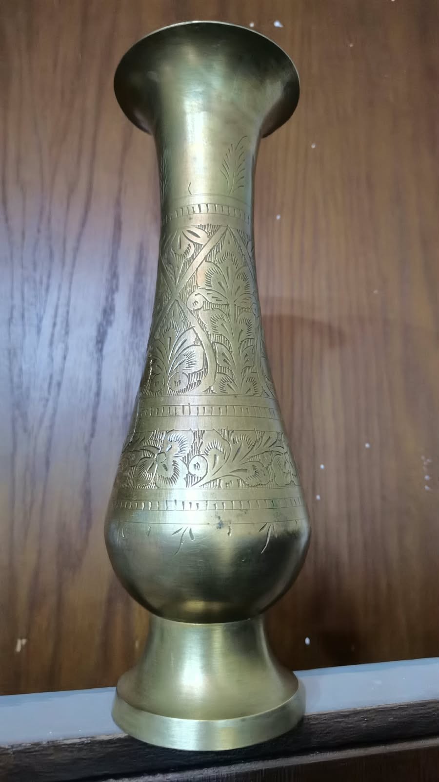 Vintage Handcrafted Etched Brass Vase Floral Art Decor Collectible As-Is Vintage Handcrafted Etched Brass Vase Floral Art Decor Collectible As-Is
