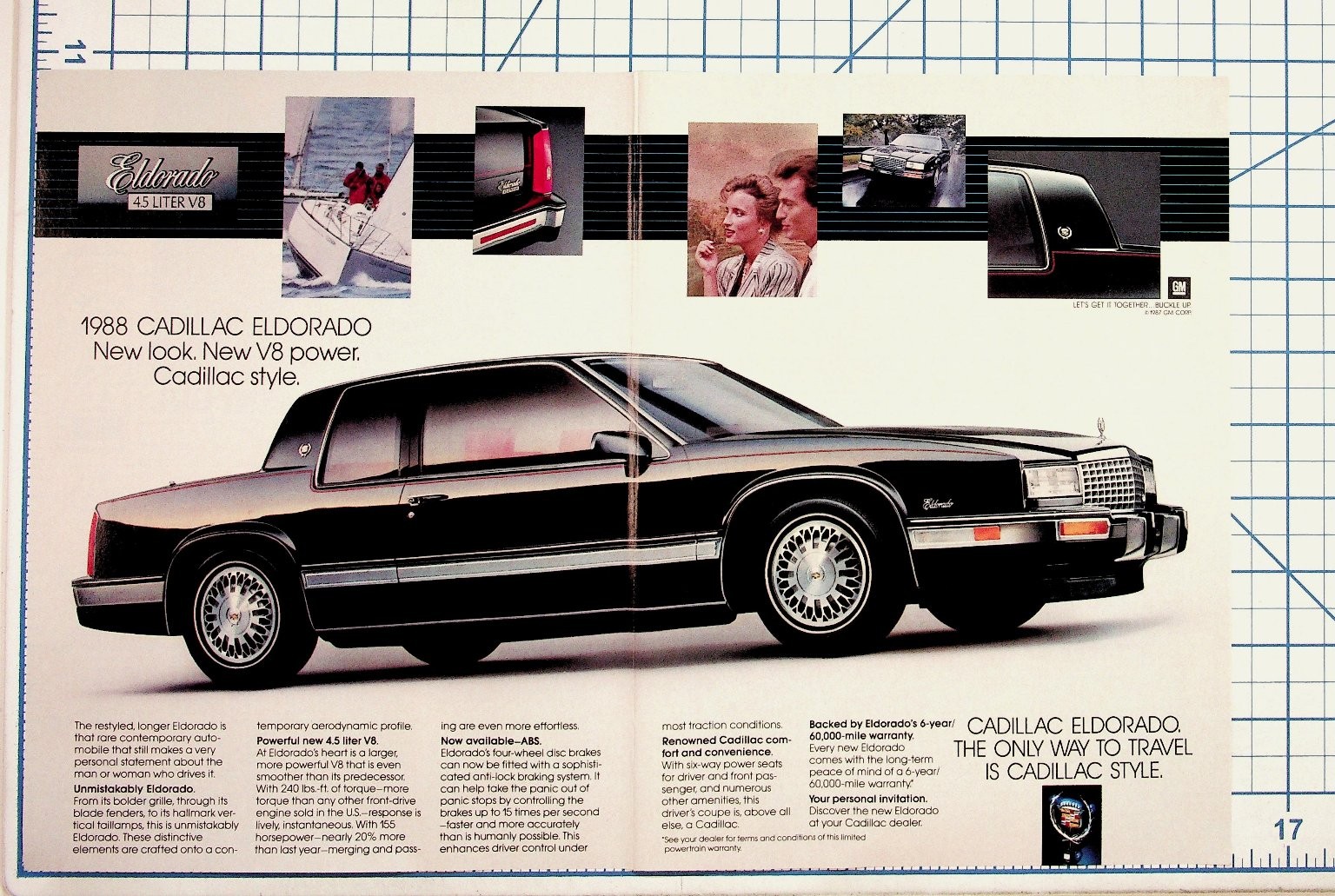 1988 Cadillac Eldorado 4.5L V8 Vintage Car Magazine Print Ad Original GM 1988 Cadillac Eldorado 4.5L V8 Vintage Car Magazine Print Ad Original GM