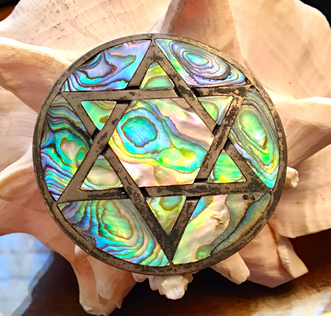 ~ Vintage Taxco Sterling Silver ~ Inlaid Abalone Star Of David Brooch ~ Signed ~ Vintage Taxco Sterling Silver ~ Inlaid Abalone Star Of David Brooch ~ Signed