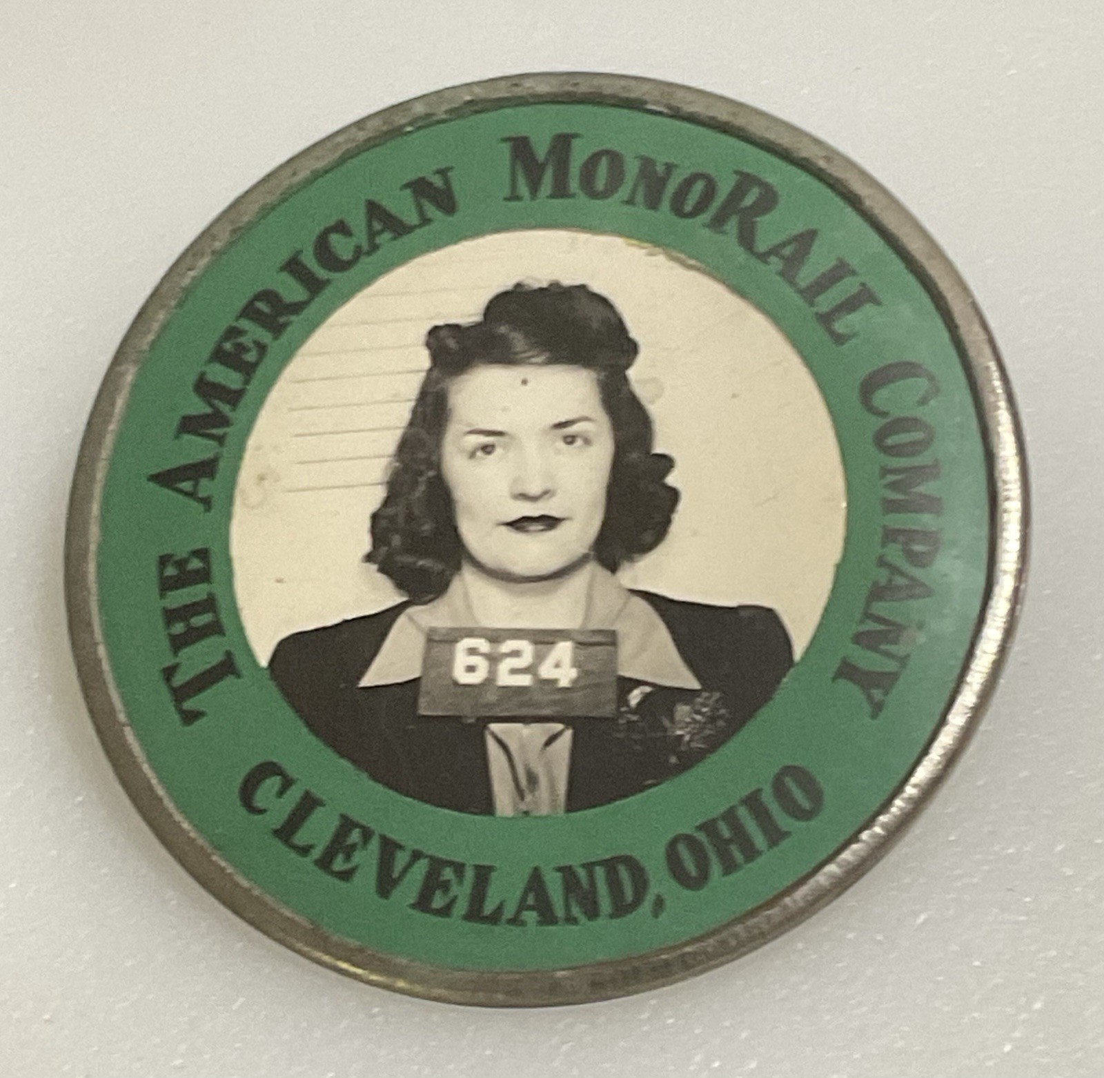 Rare Vintage American Monorail Company Cleveland Ohio Female Badge Pin Rare Vintage American Monorail Company Cleveland Ohio Female Badge Pin