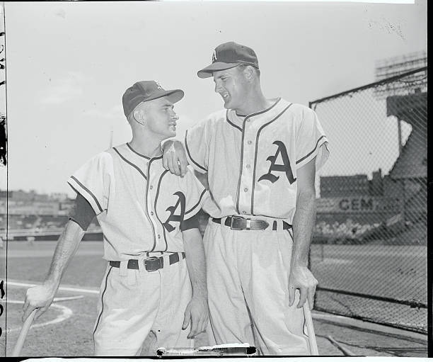 Baseball Players Smiling at Each Other - Bobby Shantz, Kansas - 1953 Old Photo