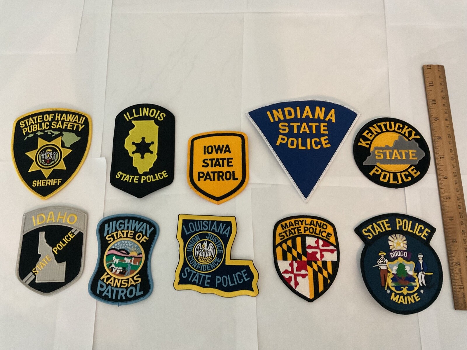 State Law Enforcement patches All different 10 piece set. All new.Full size