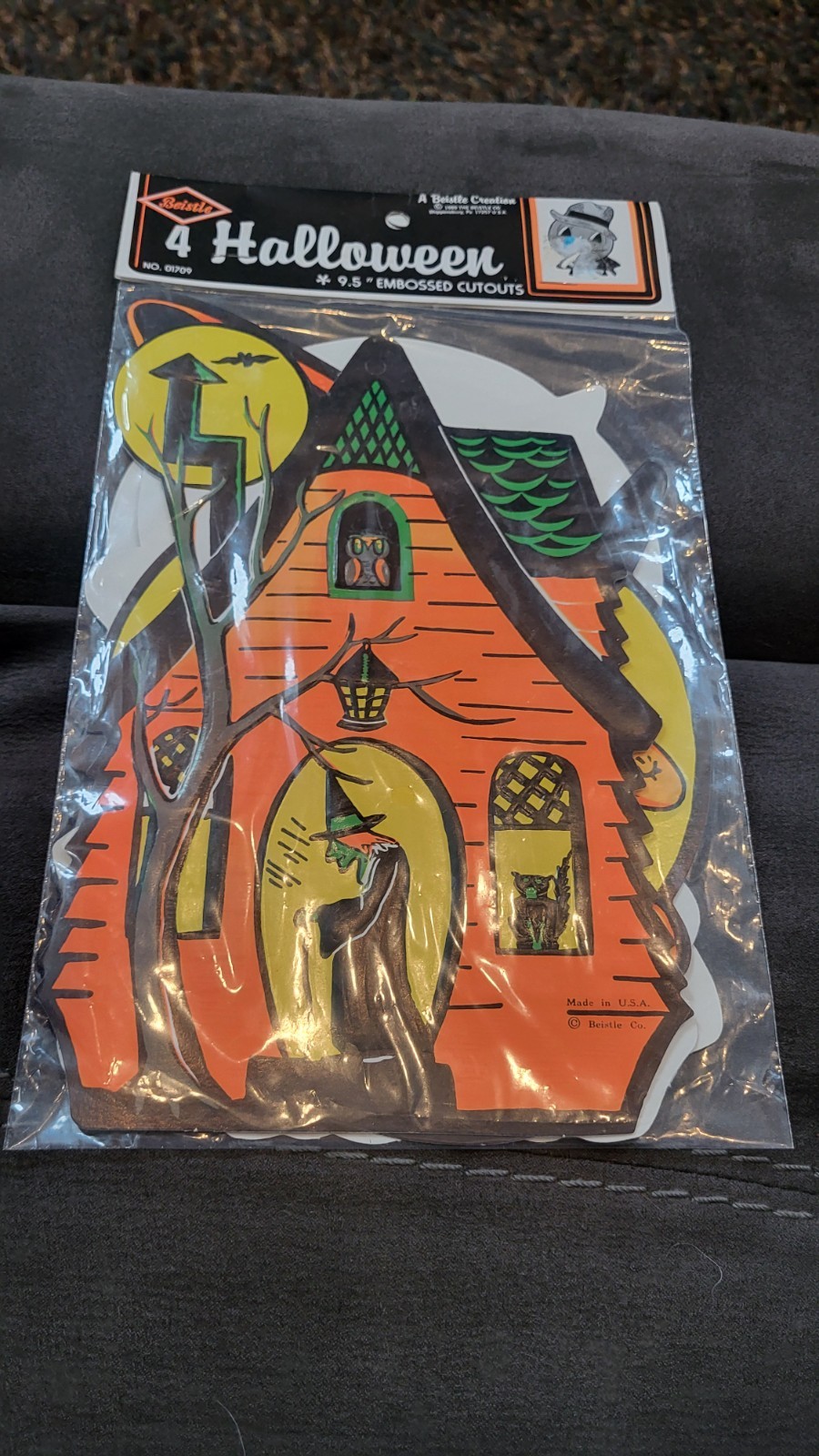Four Vintage Embossed Beistle Halloween Cardboard Cuts. UNOPENED Four Vintage Embossed Beistle Halloween Cardboard Cuts. UNOPENED
