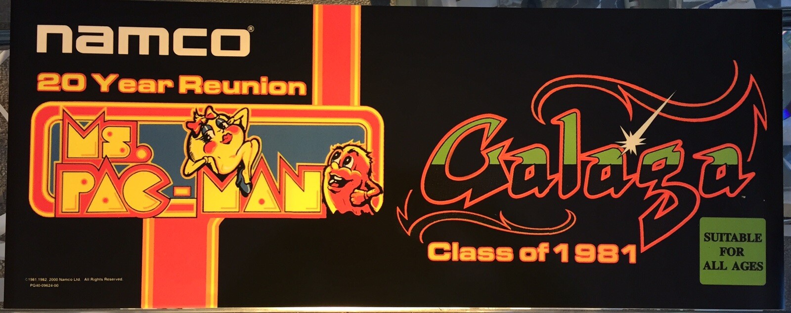 Namco 20 Year Reunion Ms Pacman Galaga Arcade Marquee 23