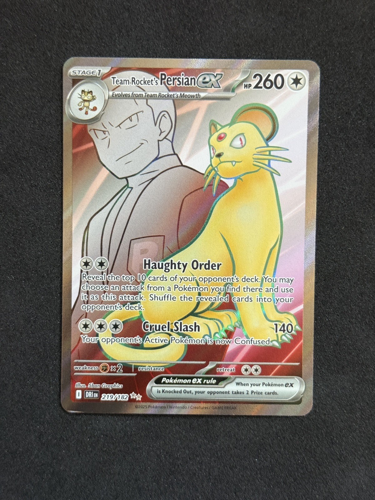 Pokemon - 219/182 - Team Rocket's Persian ex - Destined Rivals NM Pokemon - 219/182 - Team Rocket's Persian ex - Destined Rivals NM