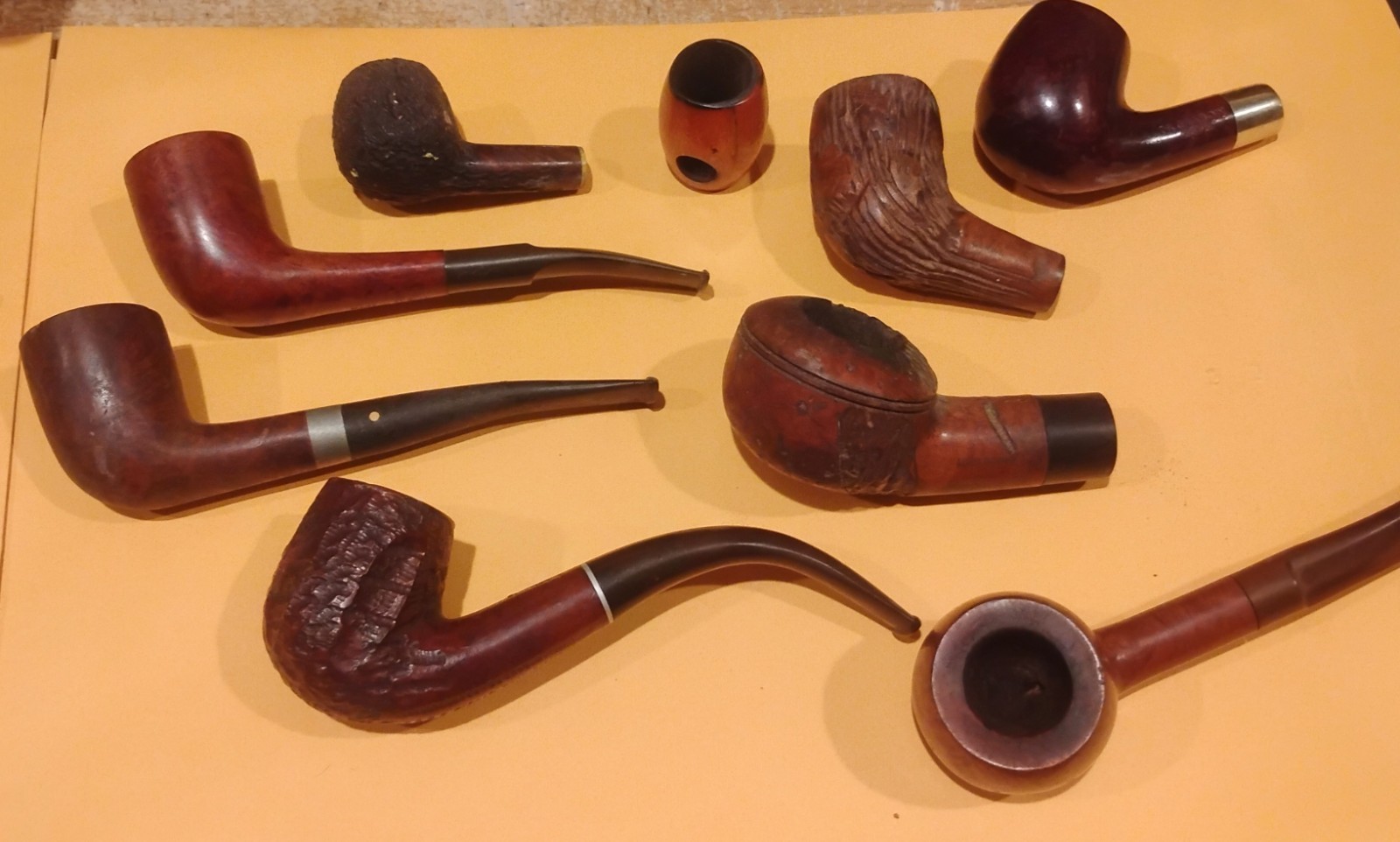 SMOKING PIPE COLLECTION   9 PIPES & STEMS   ESTATE PIPES