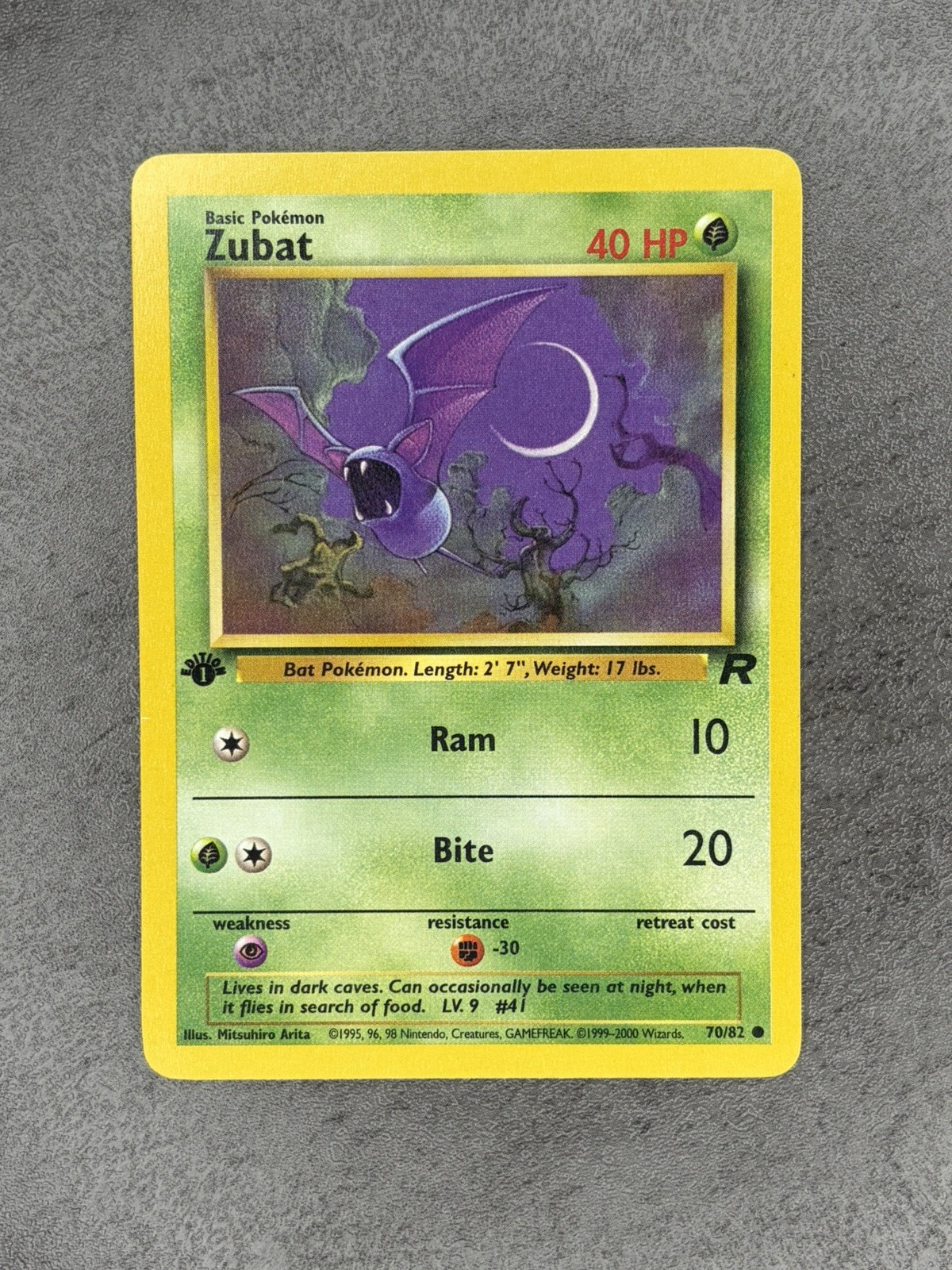 2000 Pokémon TCG Team 1st Edition Rocket Zubat 70/82 Near Mint 2000 Pokémon TCG Team 1st Edition Rocket Zubat 70/82 Near Mint