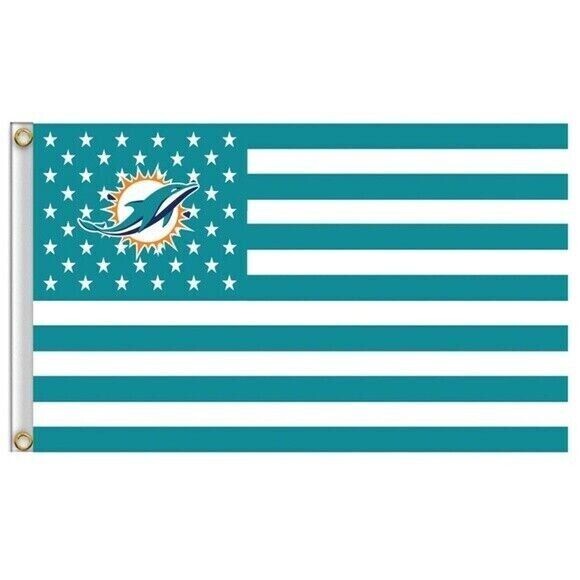 Miami Dolphins American FLAG 3X5 Banner American Football Grommets Miami Dolphins American FLAG 3X5 Banner American Football Grommets