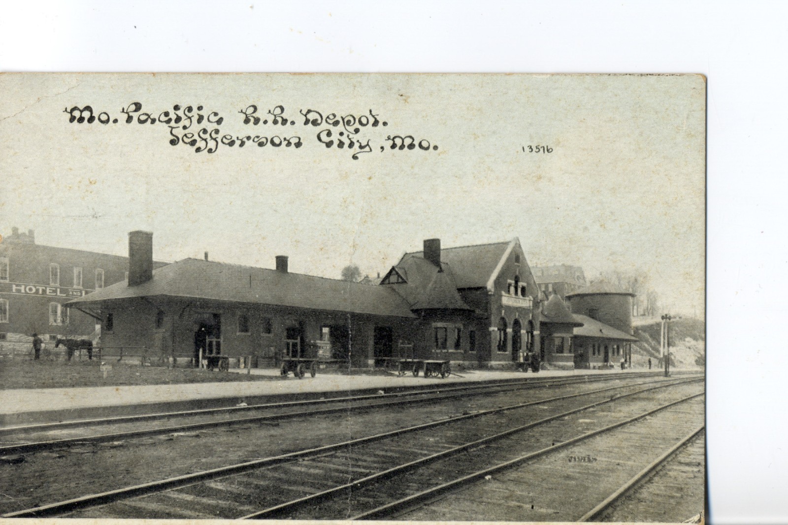 Mo. Pacific Railroad Depot, Jefferson City, Mo. Missouri Train Postcard #13576 Mo. Pacific Railroad Depot, Jefferson City, Mo. Missouri Train Postcard #13576