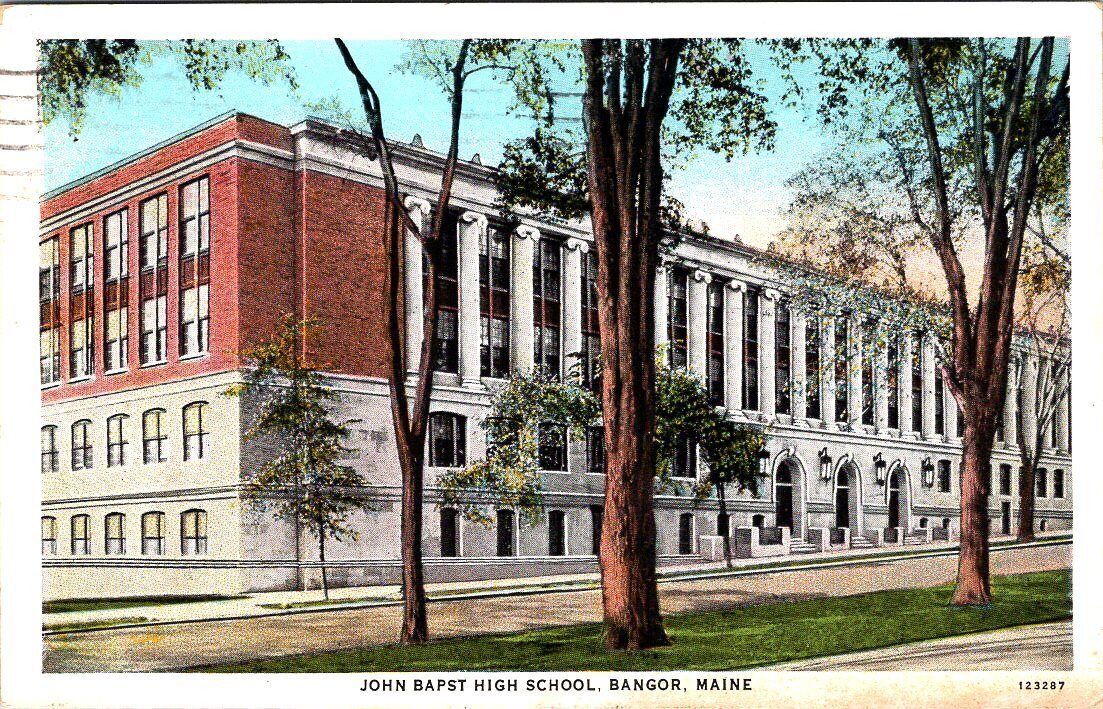 1931, John Bapst High School, BANGOR, Maine Postcard - Curt Teich