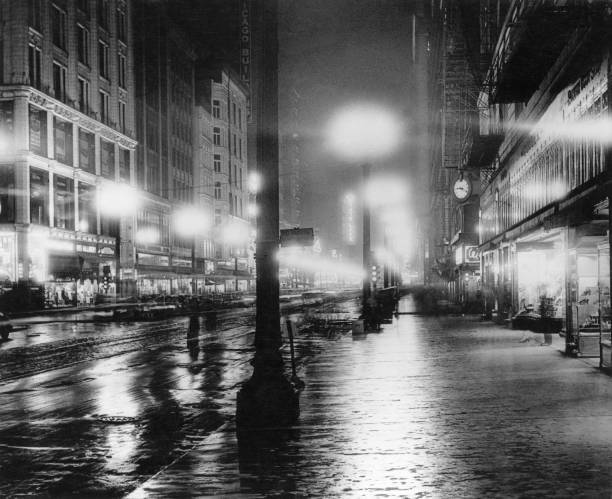 State street on a rainy night in New York in 1932 Historic Old Photo State street on a rainy night in New York in 1932 Historic Old Photo