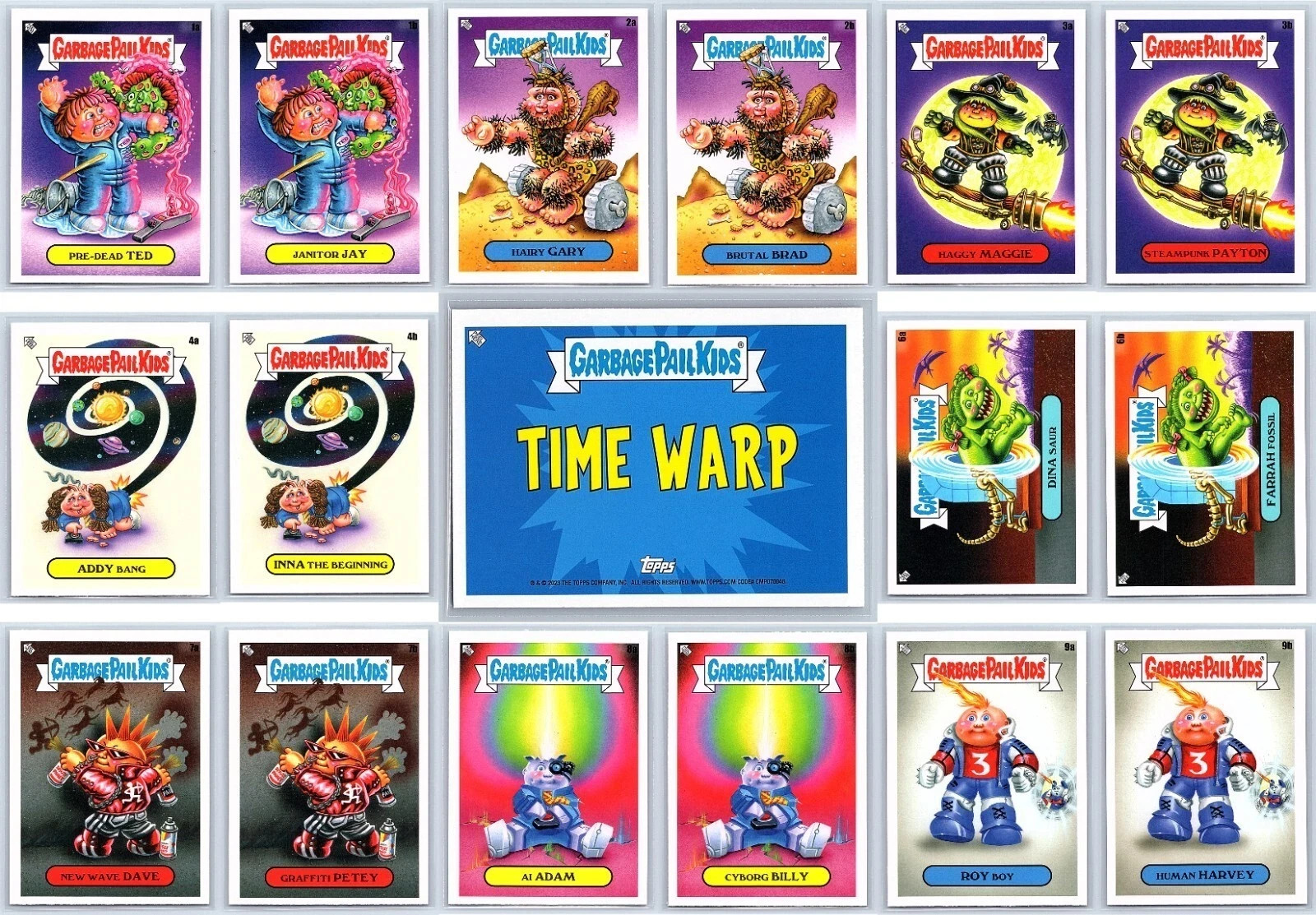 2023 Garbage Pail Kids InterGOOlactic Mayhem Time Warp 20-Card Insert Set A & B 2023 Garbage Pail Kids InterGOOlactic Mayhem Time Warp 20-Card Insert Set A & B