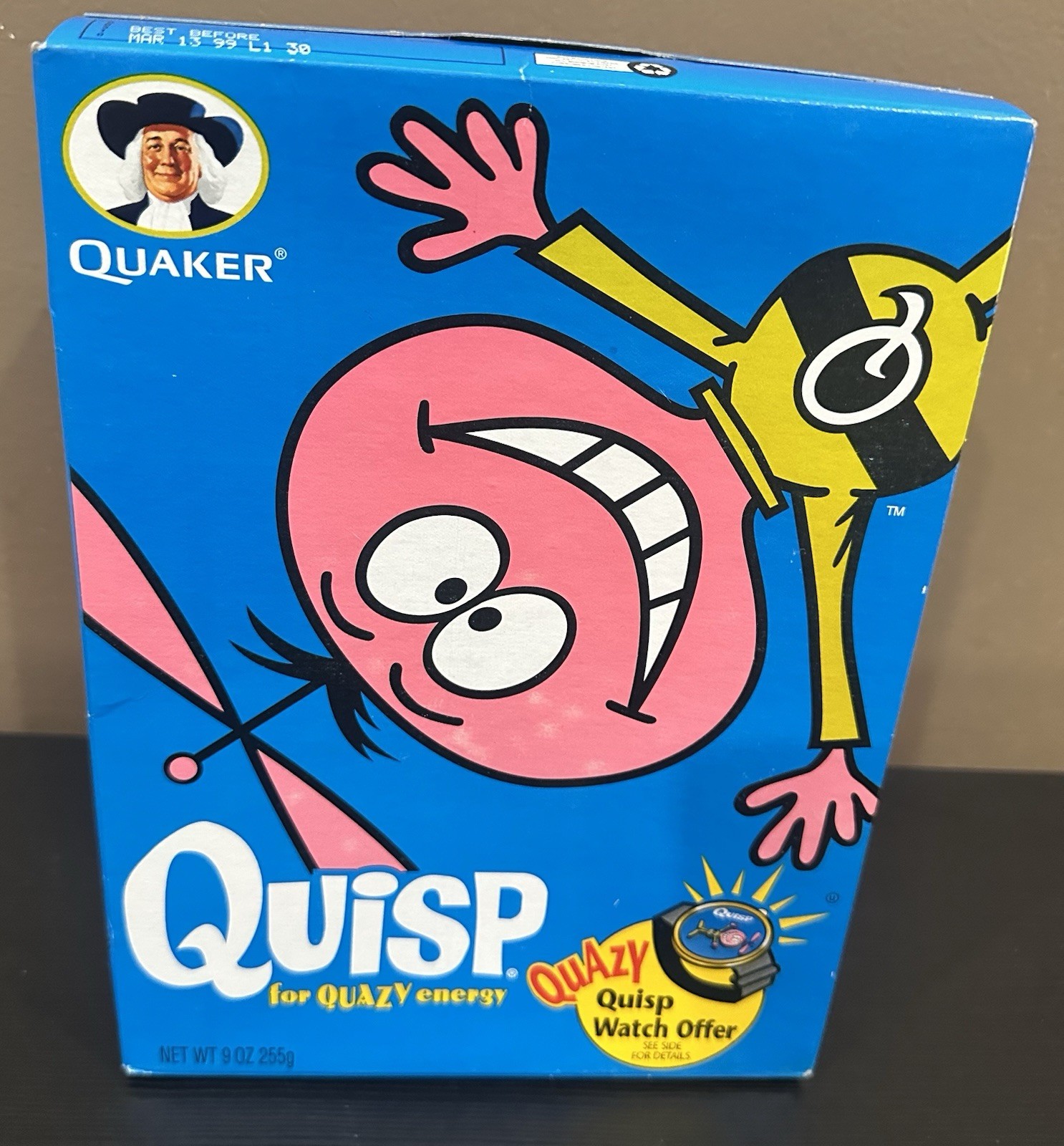 Vintage 1996 Quaker Quip Cereal Box FULL Sealed Unopened Quazy Offer
