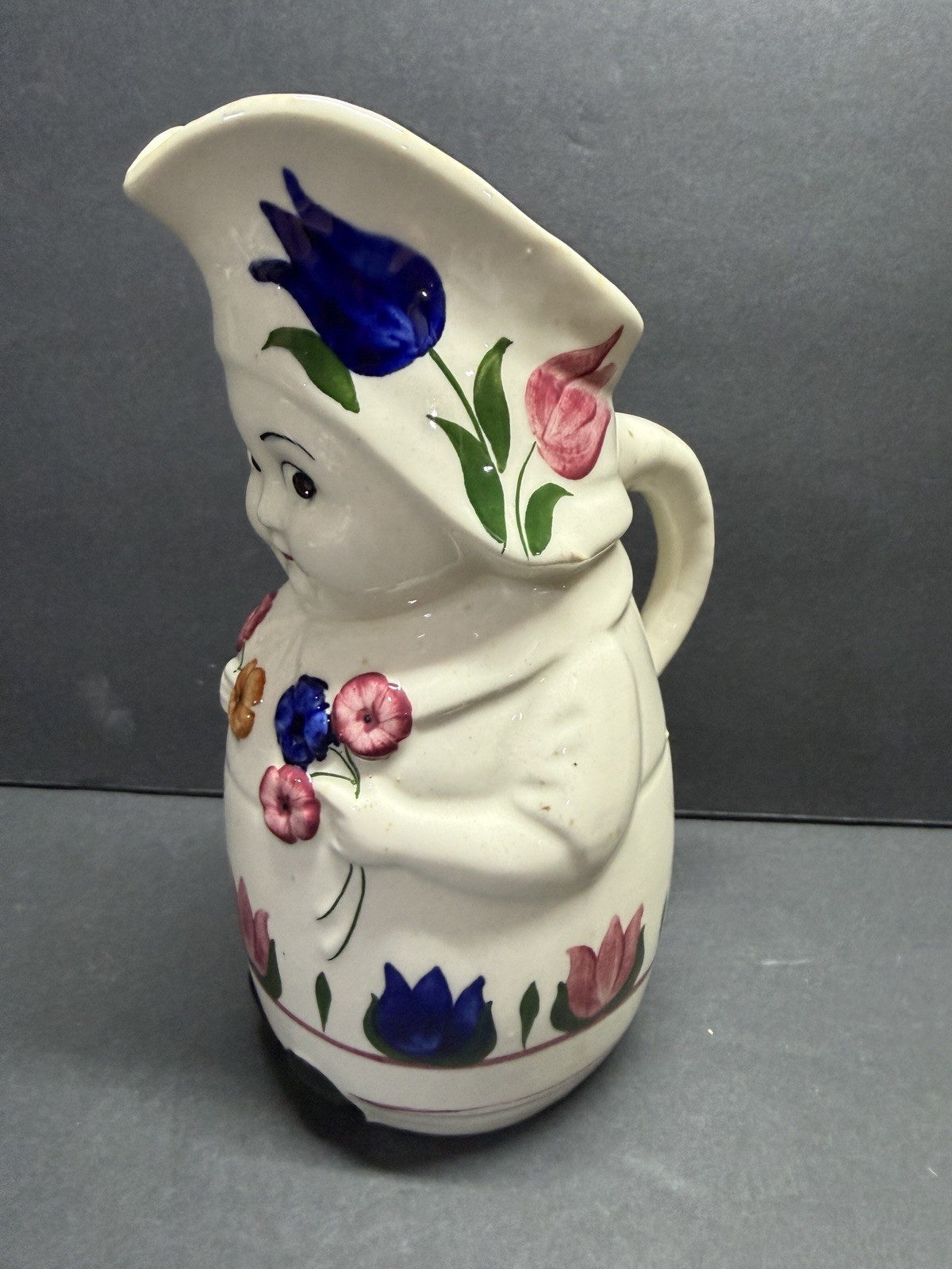Vintage Hand Painted Lady Figure Ceramic Pitcher Vintage Hand Painted Lady Figure Ceramic Pitcher