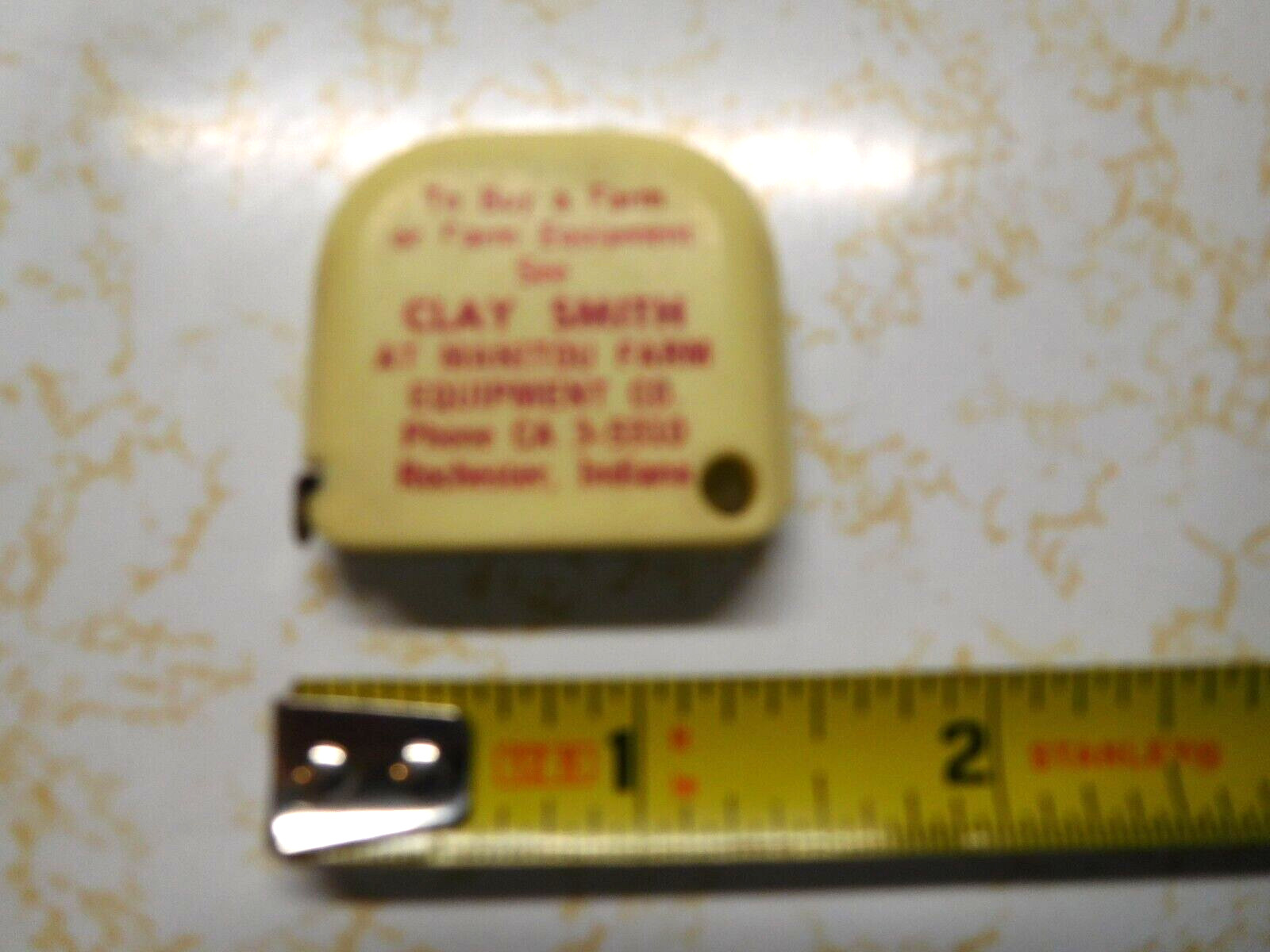 Vintage made in W.Germany Advertising Rochester, IN Clay Smith Farm Tape Measure