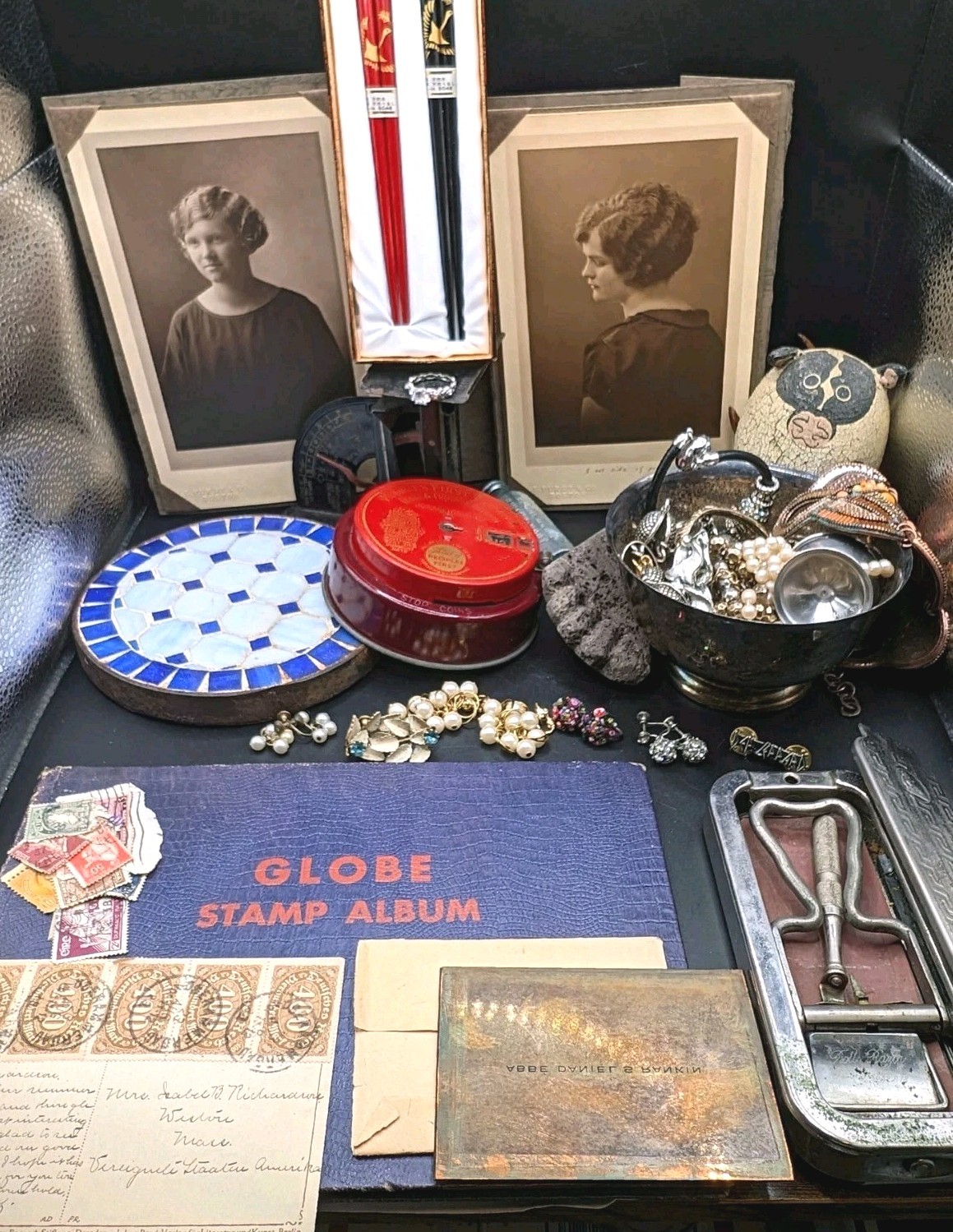 Vintage Estate Junk Lot Jewelry Razor Bank Cabinet Cards Stamps Collectibles Ect Vintage Estate Junk Lot Jewelry Razor Bank Cabinet Cards Stamps Collectibles Ect