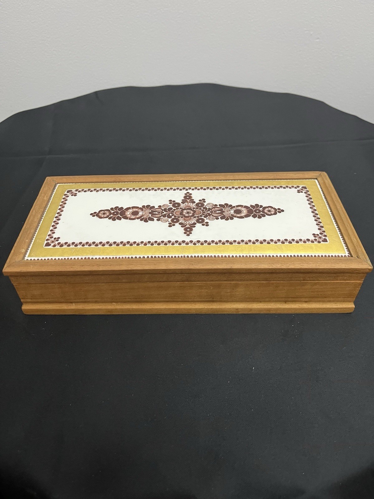 🟡 MCM Gold Gilding Motif Tiled Cigarette Box Steinböck Email Austria - Unused