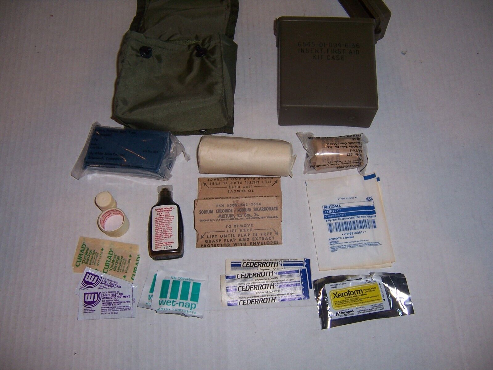 new complete Tall genuine USGI First aid kit insert case w/ new nylon cover