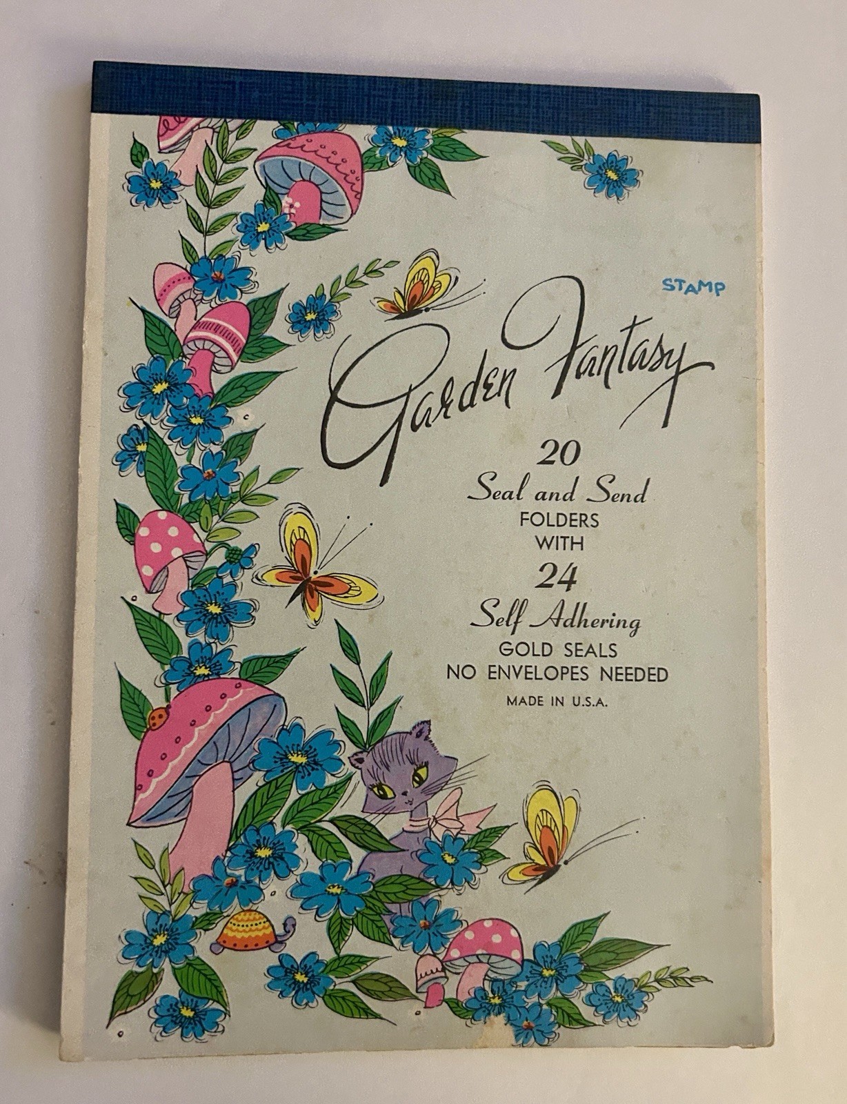 Vintage 1970s Garden Fantasy Seal and Send Folders Cat Mushrooms Gold Seals USA Vintage 1970s Garden Fantasy Seal and Send Folders Cat Mushrooms Gold Seals USA
