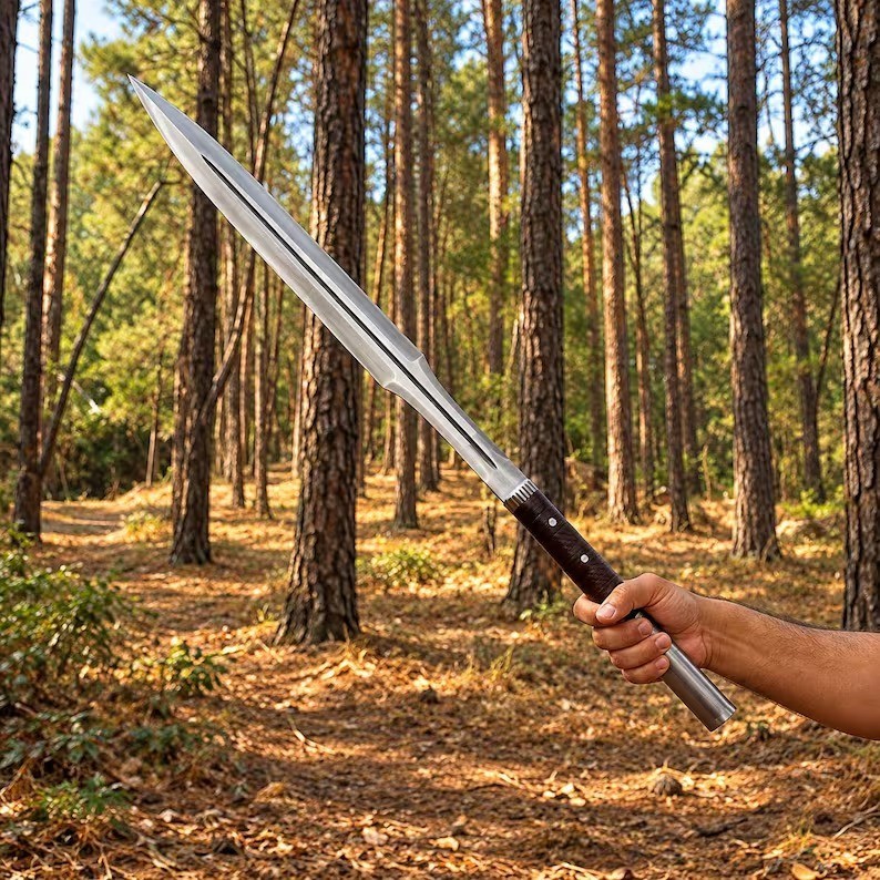 Handmade Forged Steel Spear Head Long Handle Outdoor Camping Tool Replica Handmade Forged Steel Spear Head Long Handle Outdoor Camping Tool Replica